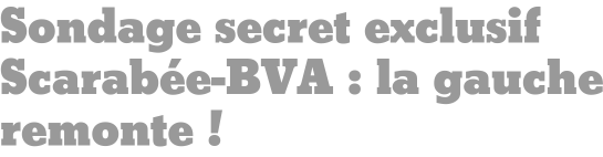 Sondage secret exclusif Scarabée-BVA : la gauche remonte !